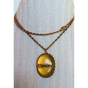 Goldtone Cancer Zodiac Resin Pendant Necklace 32 in